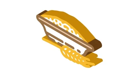 Flour wheat plate ears isometric icon animation Stock Footage 327293420