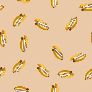 Flour wheat plate ears isometric icon seamless pattern Stock Illustration