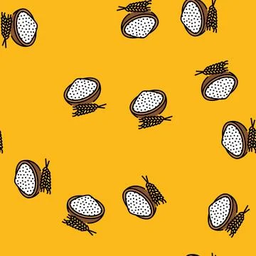 Flour wheat plate ears vector seamless pattern Stock Illustration