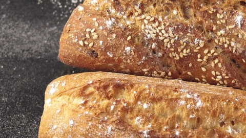 Floured bread and ears of wheat Video stock 124155088