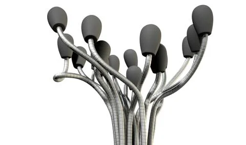 Flourescent Twisted Small Microphones Stock Illustration