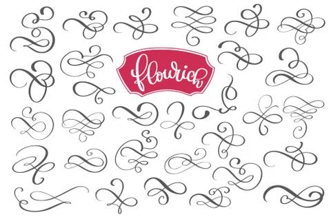 Flourich calligraphic design elements and page decoration for design greeting 스톡 일러스트
