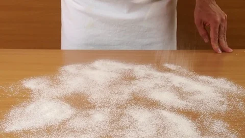 Flouring work surface. Making Puff Pastry Series. Stock Footage 77222656