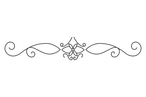 Flourish calligraphic design element. Page decoration symbol to embellish your Stock Illustration