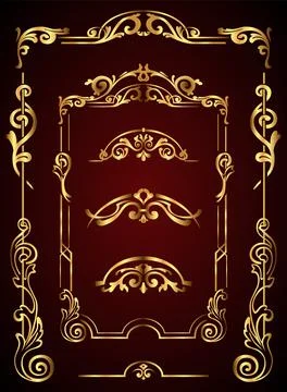 Flourish calligraphic design elements. Vintage swirls and scrolls for page Stock Illustration