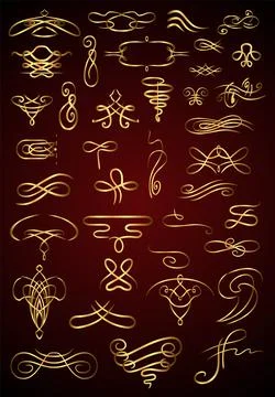 Flourish calligraphic design elements. Vintage swirls and scrolls for page Stock Illustration