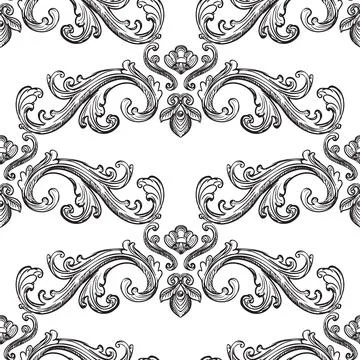 Flourish damask seamless pattern background vector illustration Stock Illustration