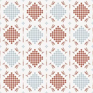 Flourish Diamond Folk seamless pattern repeat Stock Illustration