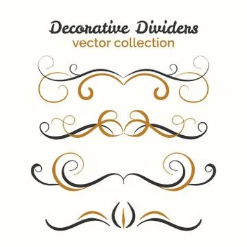 Flourish elements. Hand drawn dividers set. Ornamental decorative element 库存插图
