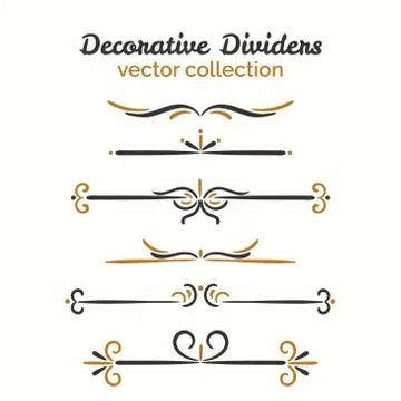 Flourish elements. Hand drawn dividers set. Ornamental decorative element イラスト素材