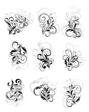 Flourish elements with reflection Stock Illustration