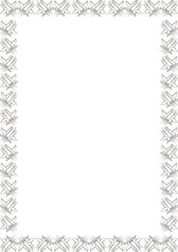 Flourish frame with blooming buds. Cute Aquilegia flower empty frame box Stock Illustration