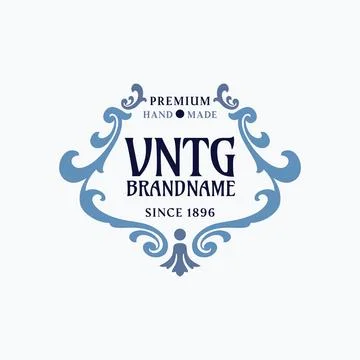 Flourish frame logo design template Stock Illustration