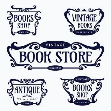 Flourish frames for antique book store Stock Illustration