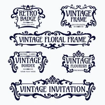 Flourish frames for label design Stock Illustration