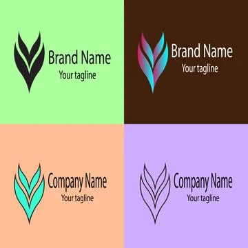 Flourish Leaf Professional Unique Logo Design Stock Illustration