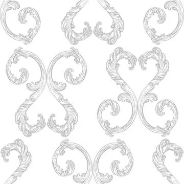 Flourish luxury seamless pattern baroque background vector イラスト素材