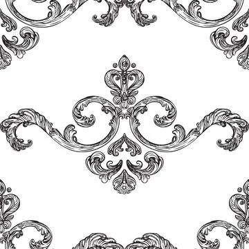 Flourish luxury seamless pattern baroque background illustration Stock Illustration