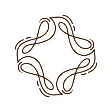 Flourish monoline vector frame illustration. Hand drawn calligraphy style 스톡 일러스트