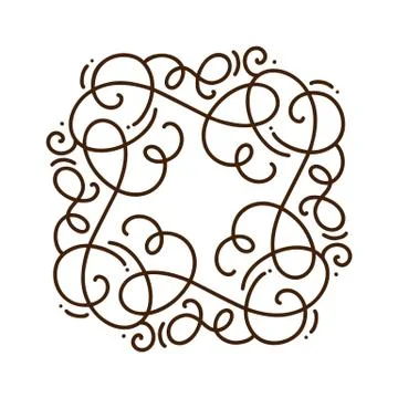 Flourish monoline vector frame illustration. Hand drawn calligraphy style Stock Illustration