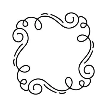 Flourish monoline vector frame illustration. Hand drawn calligraphy style 스톡 일러스트