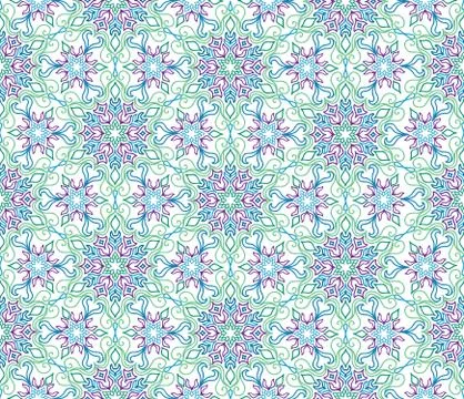 Flourish mosaic tiled pattern. Floral oriental ethnic background Stock Illustration