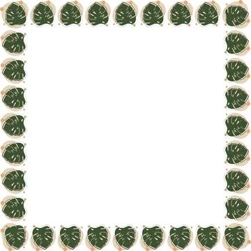 Flourish nature elements frame. Aesthetic elements on white background border Stock Illustration
