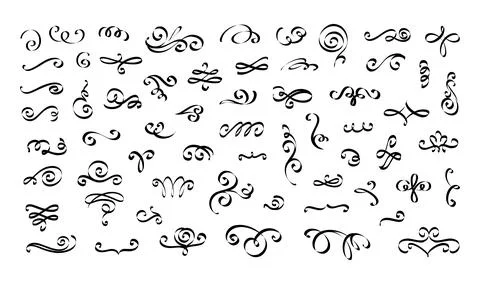Flourish ornament elements. Calligraphy decorative fancy swirl drawing Illustrazione stock