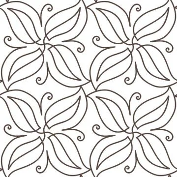 Flourish seamless pattern with gray swirl ornament on white Art Deco style Stock Illustration
