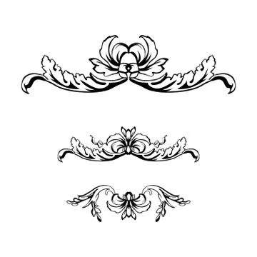 Flourish text dividers set, vector vintage style イラスト素材
