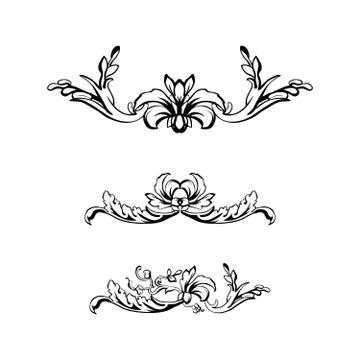 Flourish text dividers set, vector vintage style Stock Illustration