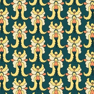 Flourish tiled pattern. Floral retro background. Stock Illustration