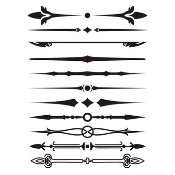 Flourishing decorative elements for retro design. Ornaments in the form of .. Stock Illustration