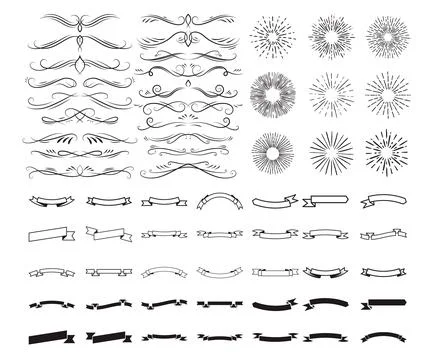 Flourishing decorative elements for retro design. Ornaments in the form of .. イラスト素材
