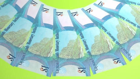 Flourishing Looping Design 1 Dollar Curency of Cayman Island Stock Footage 304169918