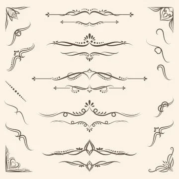 Floursihes Vector Design Elements with Corners and text delimiters design for Stock Illustration