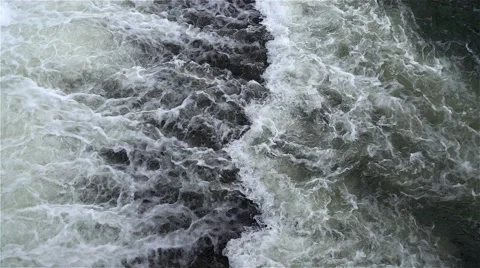 Flow and waterfall of water in the river, slow motion Vidéo 63819576