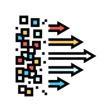 Flow arrows big data color icon vector illustration Illustrazione stock
