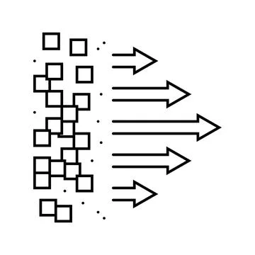 Flow arrows big data line icon vector illustration Stock Illustration