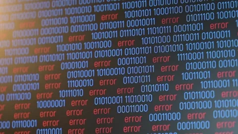 Flow of binary code data with more and more errors, program stops working Stock Footage 289128515