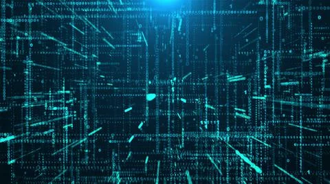 Flow of binary data, computer generated. 3d rendering of scientific technology Stock Illustration