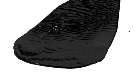 Flow of black paint like oil splattering on white background and dripping down Stock Footage