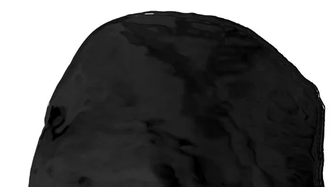 Flow of black paint like oil splattering on white background and dripping down Stock Footage