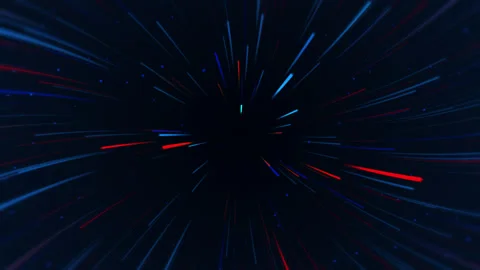 Flow of blue and red twisted lines in cosmos Stock Footage 168254338