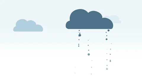 Flow blue clouds with rain flat animation Stock Footage 65765422