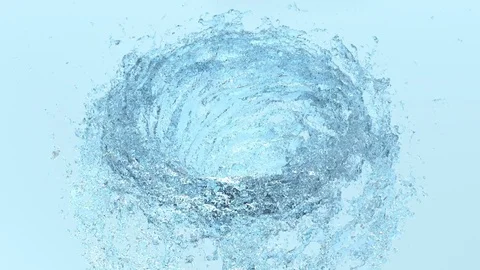 Flow of blue liquid like water spins into a whirlpool or a tornado. The flow of Stock Footage 78771359