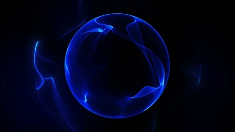 The flow of a blue magical glowing sphere of waves of energy against a circ.. Stock Footage 317452527