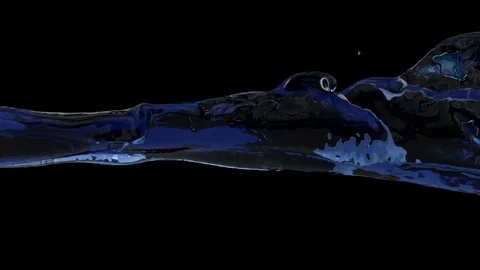 Flow of blue water passing in slow motion - isolated on black, + alpha (FULL HD) Video stock 72772854