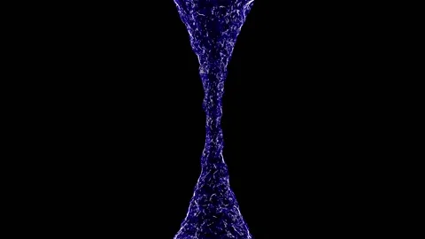 Flow of blue water, from top to bottom, on a black background, slowly Stock Footage 229656432
