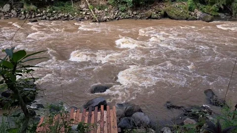 The flow of the brown water River Stock Footage 276349013